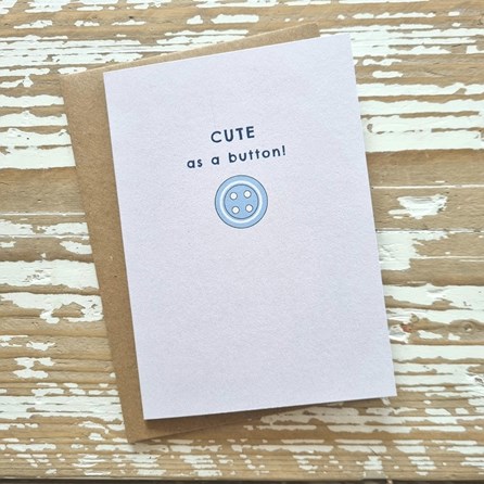 'Cute As A Button' Blue New Baby Card 'Cute As A Button' Blue New Baby Card