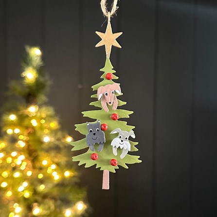 Dogs in Christmas Tree Hanging Decoration Christmas Hanging Decoration Metal Hanging Dog In A Tree Shoeless Joe