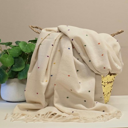 Dots Blanket Scarf in Cream Contemporary Super Soft Scarf Scarves Wraps Shawls Headscarf Headscarves Dots Blanket Scarf in Cream