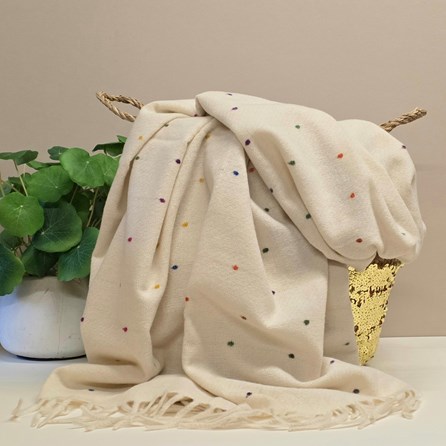 Dots Blanket Scarf in Cream Contemporary Super Soft Scarf Scarves Wraps Shawls Headscarf Headscarves Dots Blanket Scarf in Cream