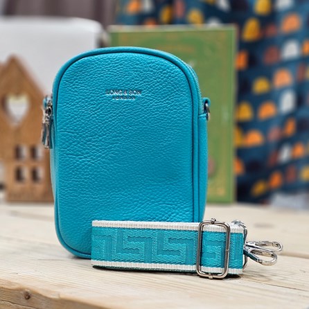 Double Zip Cross Body Bag in Teal Gifts For Women Handbags And Accessory Gifts Double Zip Cross Body Bag Wide Fabric Strap