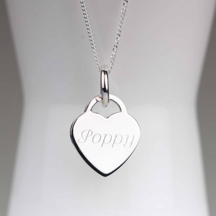 Engraved Silver Heart Necklace Engraved Silver Heart Necklace