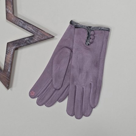 Faux Suede Touch Screen Button Gloves in Mauve Faux Suede Touch Screen Button Gloves in Mauve