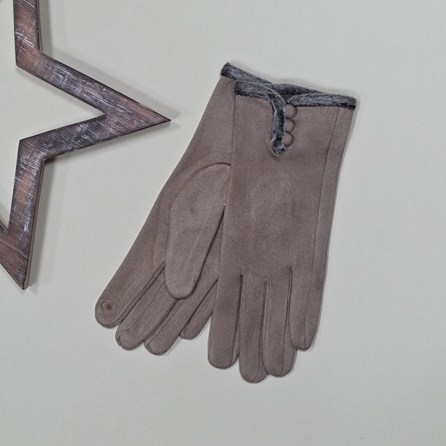 Faux Suede Touch Screen Button Gloves in Mocha Faux Suede Touch Screen Button Gloves in Mocha
