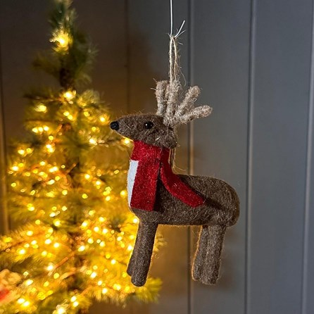Felt Reindeer with Scarf Hanging Decoration Felt Reindeer with Scarf Hanging Decoration