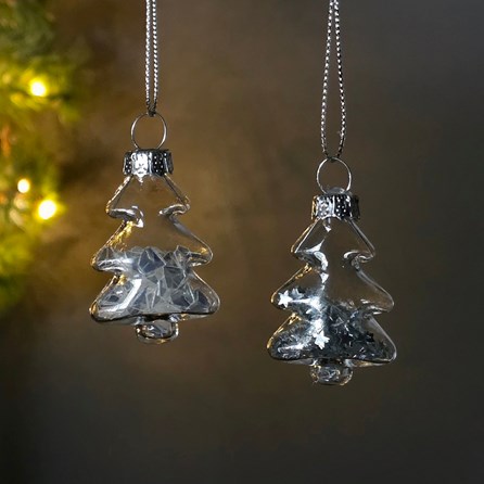 Filled Glass Christmas Tree Hanging Decoration Filled Glass Christmas Tree Hanging Decoration