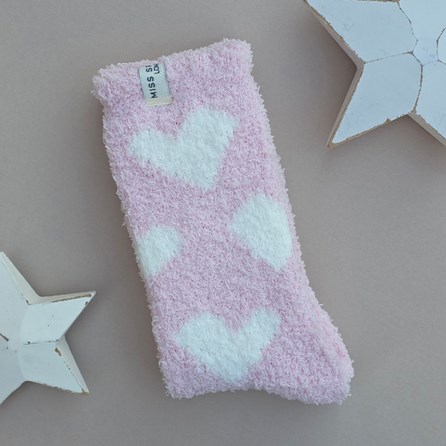 Fluffy Hearts Socks in Pink Warm Fluffy Snuggly Socks Gifts For Women Valentines Gifts Birthday Gifts Mother's Day Gifts