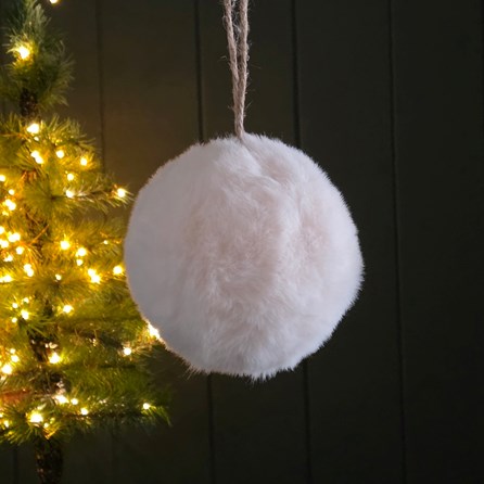 Fluffy Pompom Large Hanging Decoration Christmas Tree Decoration White Fluffy Pompom Hanging Decoration Festive Gifts