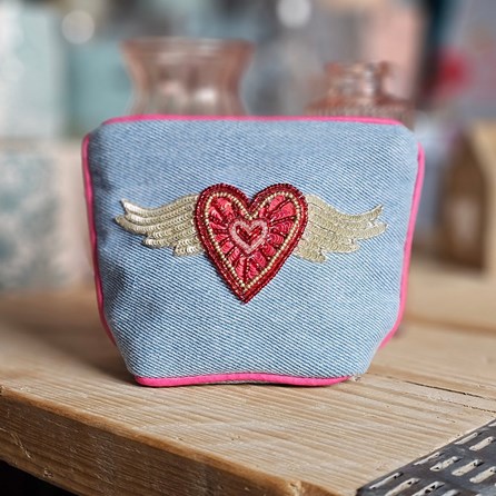 Flying Heart Denim Small Purse