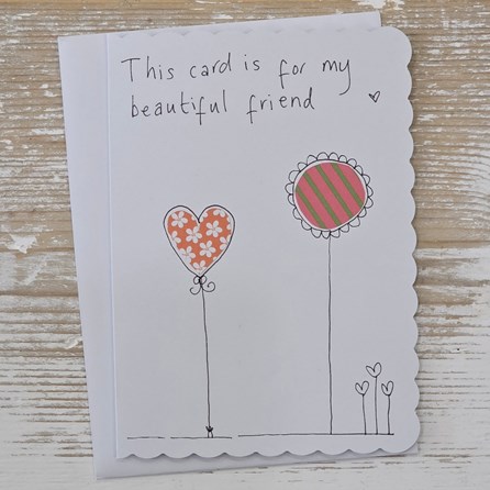 Handmade 'For My Beautiful Friend' Card Exclusive Handmade Hand Drawn Unique Gift Card Greetings Cards Birthday Card Friends Birthday Card