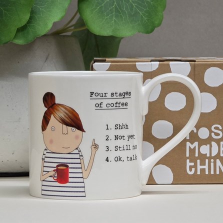 'Four Stages Of Coffee' Mug Rosie Made A Thing Novelty Quirky Fun Gifts Bone China Mugs Mother's Day Gifts Birthday Gifts