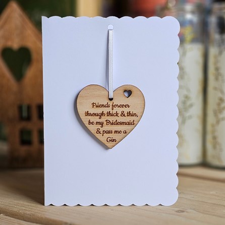 'Friends Forever' Bridesmaid Decoration and Card Bridesmaid Gifts Wedding Gifts Sentiment Keepsake Cards Wooden Hanging Heart Card