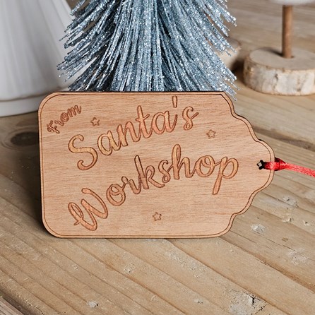 'From Santa's Workshop' Wooden Gift Tag Christmas Gift Wrapping Wooden Handmade Gift Tag Festive Gifts