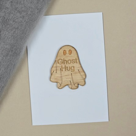 'Ghost Hug' Pocket Token and Card Wooden Sentiment Token Wooden Keepsake Gift Sentiment Gifts Sentiment Greetings Card