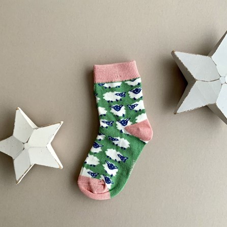 Girls Bamboo Sheep Socks in Green 2-3 Years Girls Bamboo Sheep Socks in Green 2-3 Years