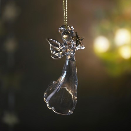 Glass Angel with Floaty Dress Hanging Christmas Decoration Glass Angel with Floaty Dress Hanging Christmas Decoration