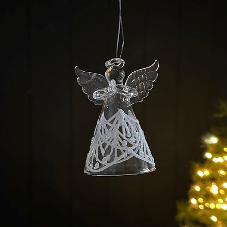 Glass Angel With Frosted Skirt Christmas Decoration Christmas Gifts Christmas Decorations Festive Homeware Glass Ornaments Glass Angel