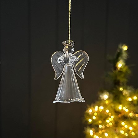 Glass Fluted Dress Angel In Prayer Christmas Decoration Christmas Gifts Christmas Decorations Festive Homeware Glass Ornaments Glass Angel