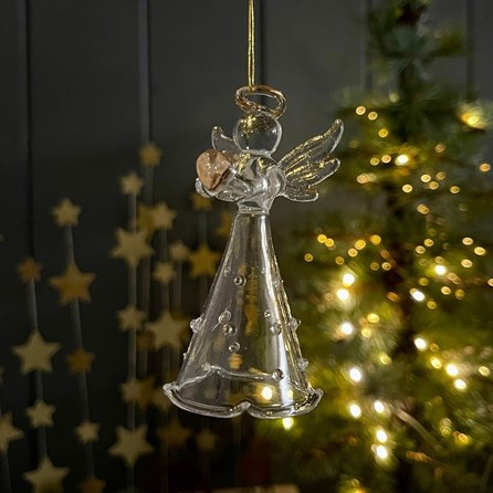 Glass Heart Angel Hanging Decoration Glass Heart Angel Hanging Decoration