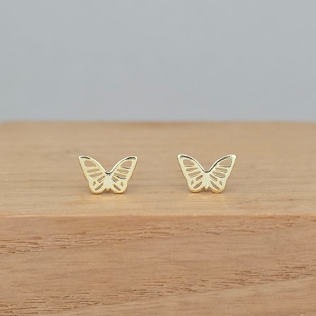 Gold-Plated Cut Out Butterfly Stud Earrings Sterling Silver Gold Plated Butterfly Earrings Jewellery Studs Nature Wildlife Insects Gifts For Her