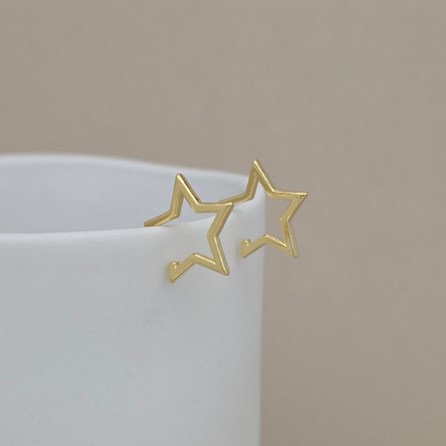 Sterling Silver Gold Plated Open Star Stud Earrings Jewellery Gifts For Her