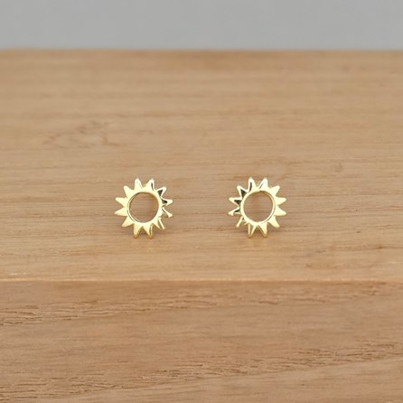 Sterling Silver Sun Studs Spikey Earrings Round Gifts For Women Jewellery Gifts Gold Plated