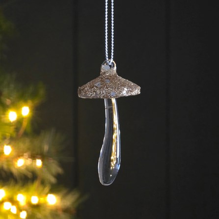 Gold Glass Mushroom Hanging Decoration Christmas Decorations Festive Gifts Hanging Glass Ornaments Gold Glitter Glass Mushroom