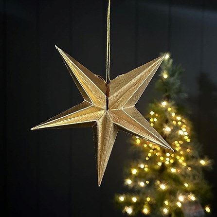 Gold Paper 5-Point Star Hanging Christmas Decoration Gisela Graham Christmas Hanging Decorations Festive Gifts Hanging Paper Gold Star