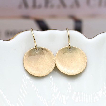 Golden Scratched Concave Disc Drop Earrings Golden Scratched Concave Disc Drop Earrings