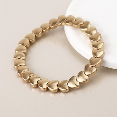 Golden Worn Small Hearts Stretch Bracelet Silver Plated Costume Fashion Jewellery Bracelet Gold Plated Heart Elasticated Bracelet