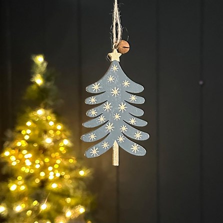 Green Wood Stars Tree Hanging Christmas Decoration Gisela Graham Christmas Hanging Decoration Festive Decoraions Hanging Wooden Tree Decoration
