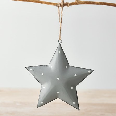 Grey Metal Dotted Star Hanging Decoration Christmas Hanging Decorations Festive Gifts Metal Gifts Hanging Metal Star