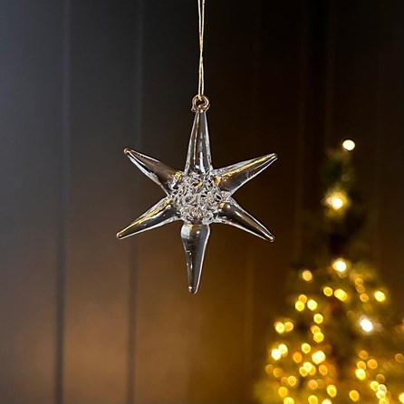 Hanging Glass 6 Point Star Christmas Tree Decoration Hanging Glass 6 Point Star Christmas Tree Decoration