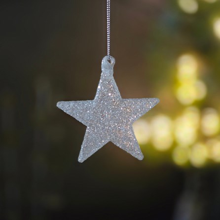 Hanging Glitter Glass Star Christmas Decoration Hanging Glitter Glass Star Christmas Decoration