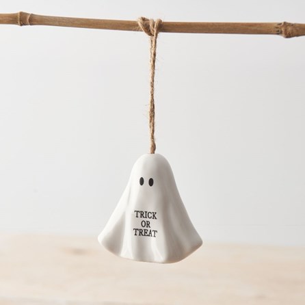 Hanging 'Trick or Treat' Ghost Halloween Decoration Halloween Gifts Home Decorations Ceramic Hanging Ornaments