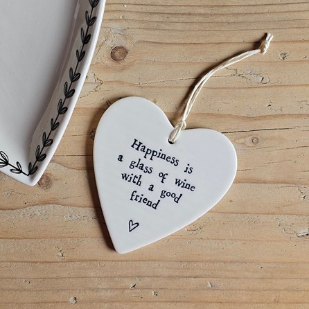 'Happiness Is…' Porcelain Hanging Heart Home Decorations Homeware Gifts Sentiment Keepsake Gifts Porcelain Gifts Hanging Heart