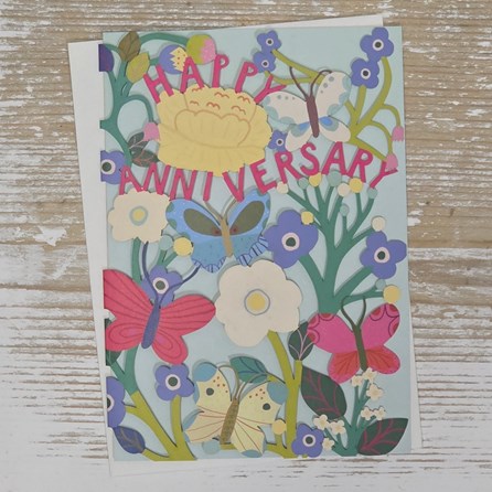 'Happy Anniversary' Butterflies Lasercut Card Stunning Unique Floral Happy Anniversary Card Lasercut Greetings Card Flowers