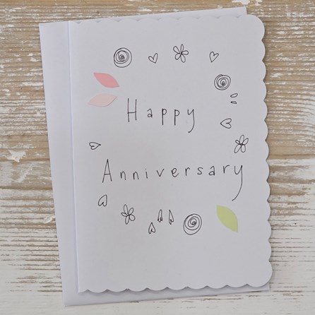 Handmade 'Happy Anniversary' Card Exclusive Handmade Hand Drawn Unique Gift Card Greetings Cards Anniversary Card Happy Anniversary