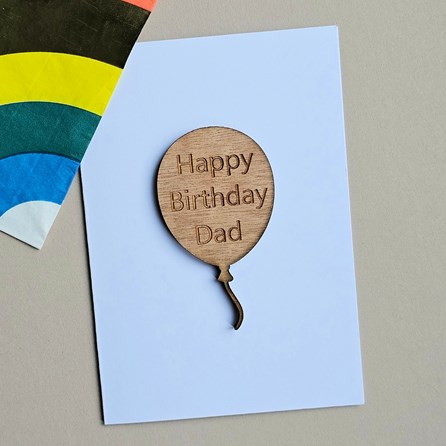 'Happy Birthday Dad' Balloon Token and Card Dad Birthday Card Wooden Sentiment Token Wooden Keepsake Gift Sentiment Gifts