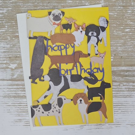 'Happy Birthday' Dogs Lasercut Card Stunning Unique Dogs Birthday Card Lasercut Greetings Card Dog Lover Gifts