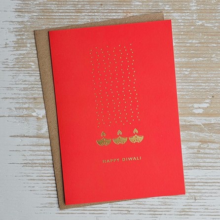 'Happy Diwali' Gold Candle Card Happy Diwali Greeting Card Celebration Cards