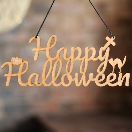 'Happy Halloween' Hanging Wooden Word Sign Wooden Handmade Halloween Hanging Decoration Keepsake Gifts