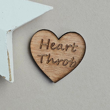 'Heart Throb' Wooden Heart Pocket Token Wooden Sentiment Token Wooden Keepsake Gift Sentiment Gifts Pocket Token Gift Valentine Anniversary