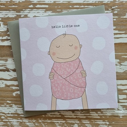 'Hello Little One' Pink Greetings Card 'Hello Little One' Pink Greetings Card