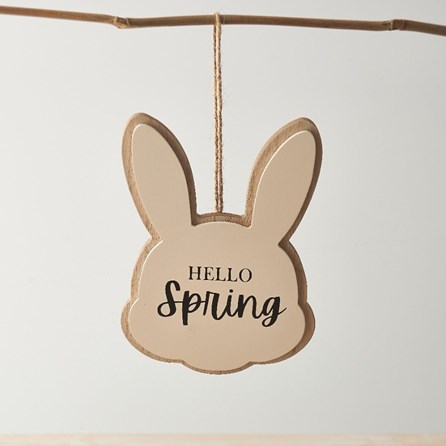 'Hello Spring' Wooden Bunny Rabbit Hanger 'Hello Spring' Wooden Bunny Rabbit Hanger