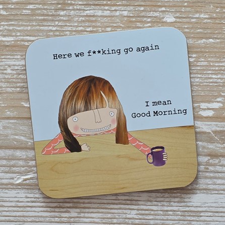'Here We Go...' Drinks Coaster Rosie Made A Thing Coaster Funny Gifts Novelty Humourous Humour Quirky Gifts