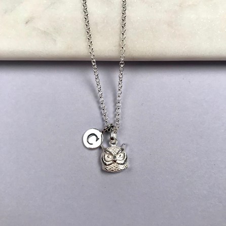 Personalised Solid Silver Owl Necklace Personalised Solid Silver Owl Necklace