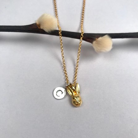 Personalised 18ct Gold Plated Hare Necklace Personalised 18ct Gold Plated Hare Necklace