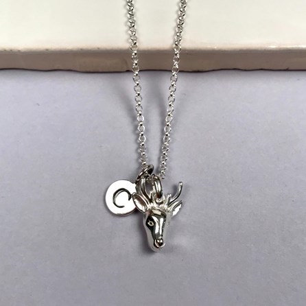 Personalised Solid Silver Stag Necklace Personalised Solid Silver Stag Necklace
