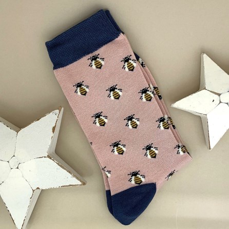 Bamboo Honey Bee Socks in Dusky Pink Ladies socks bamboo socks honey bee dusky pink one size